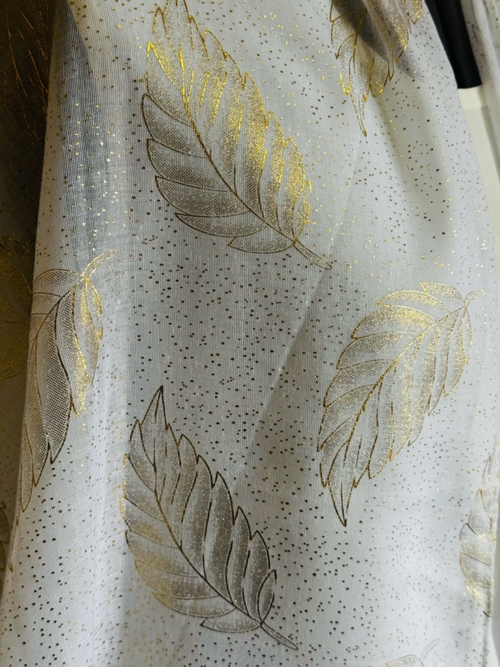 ♥️Sheer White Scarf with Gold Leaf Motif
31”x70” - Picture 5 of 9